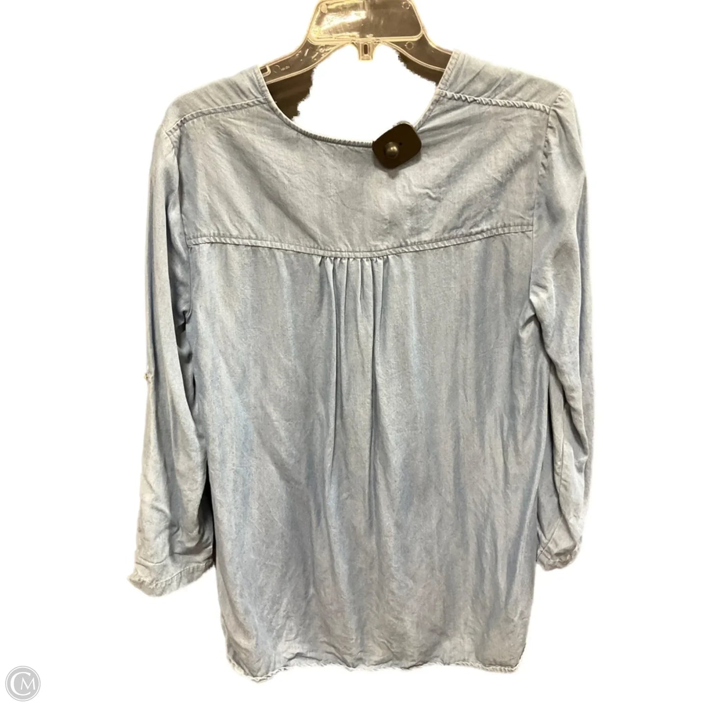 Top Long Sleeve Basic By Karen Kane In Blue Denim, Size: S
