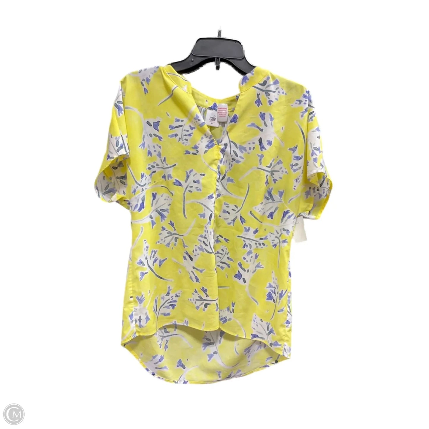 Top Short Sleeve Basic By Cabi In Blue & Yellow, Size: M