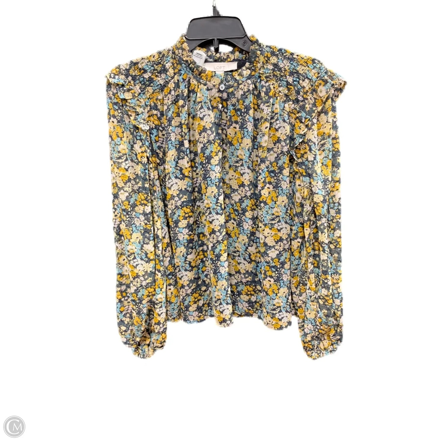 Top Long Sleeve Basic By Loft In Floral Print, Size: M