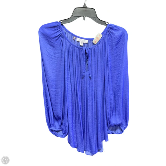 Top 3/4 Sleeve Basic By Jennifer Lopez In Blue, Size: 1x