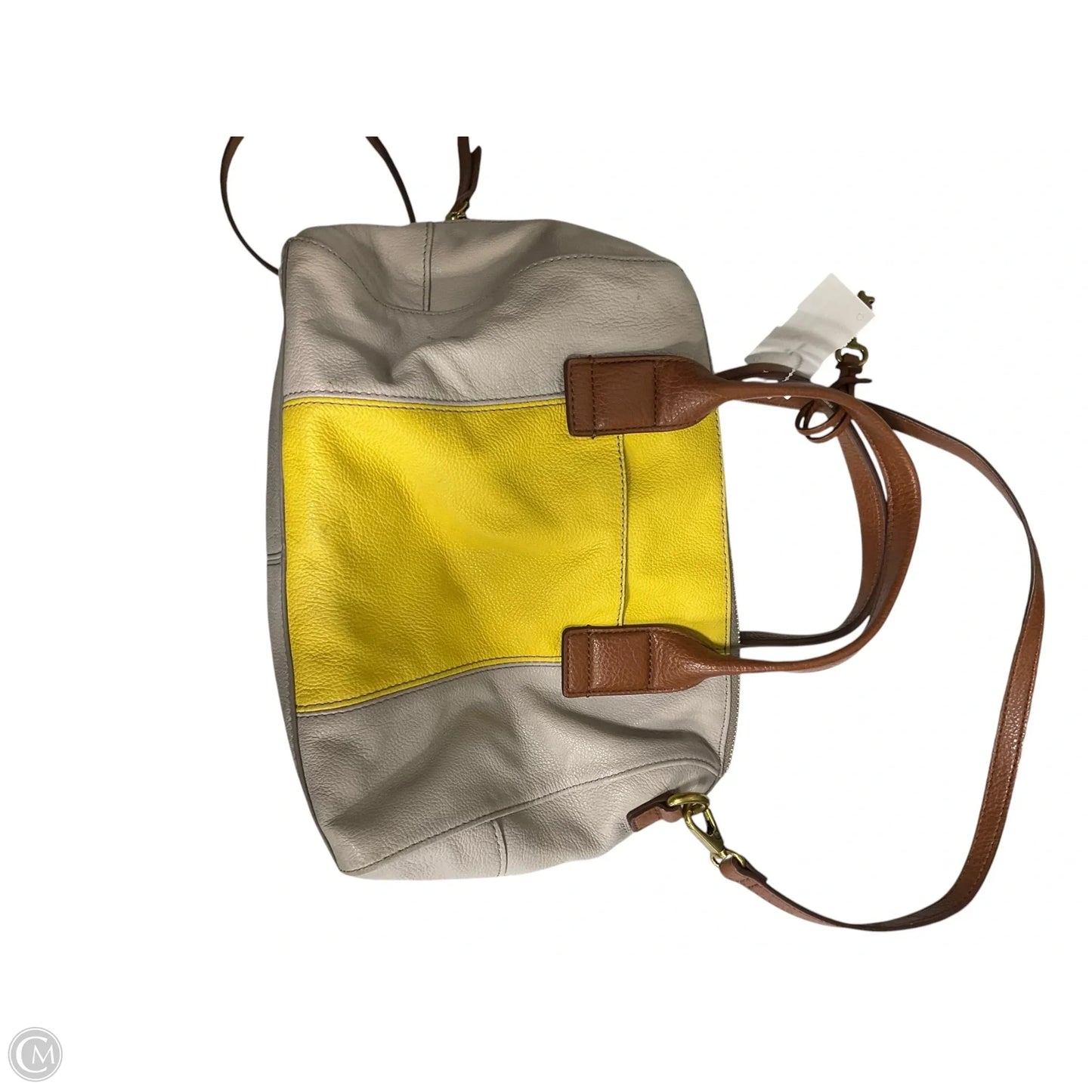 Handbag Leather By Fossil, Size: Medium