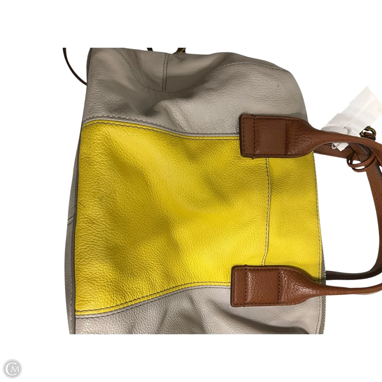 Handbag Leather By Fossil, Size: Medium