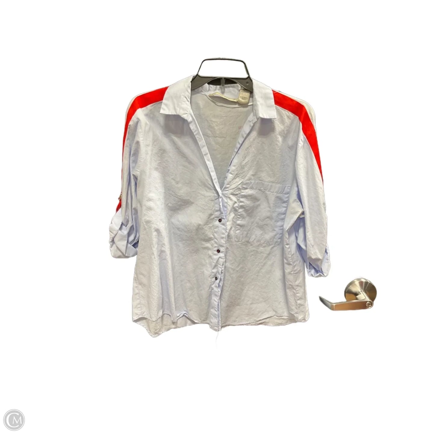 Blouse Long Sleeve By Zara Basic In Blue, Size: M