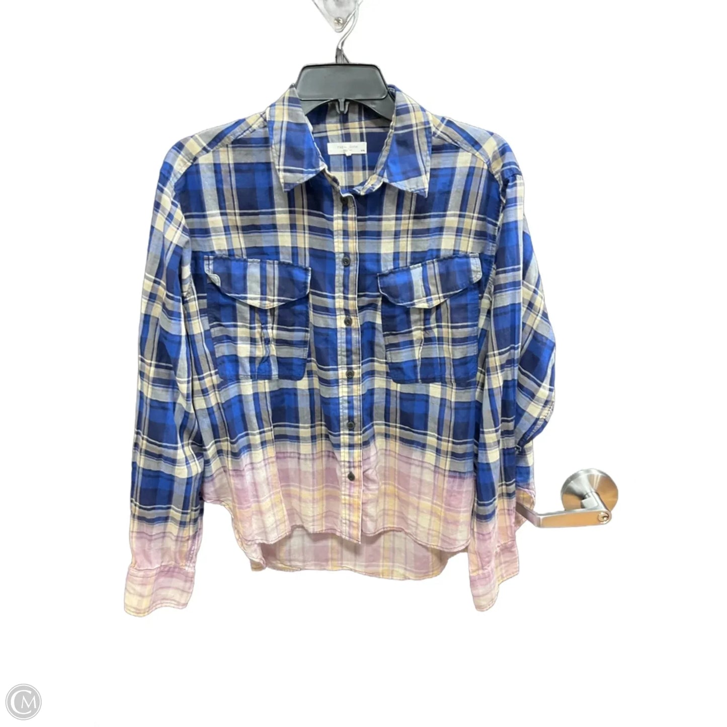 Top Long Sleeve Basic By Rag And Bone In Blue & Purple, Size: M