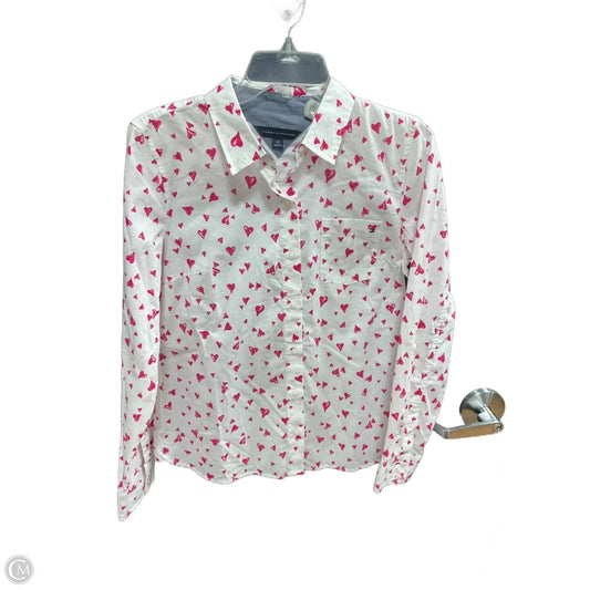 Top Long Sleeve Basic By Tommy Hilfiger In Pink & White, Size: Sp