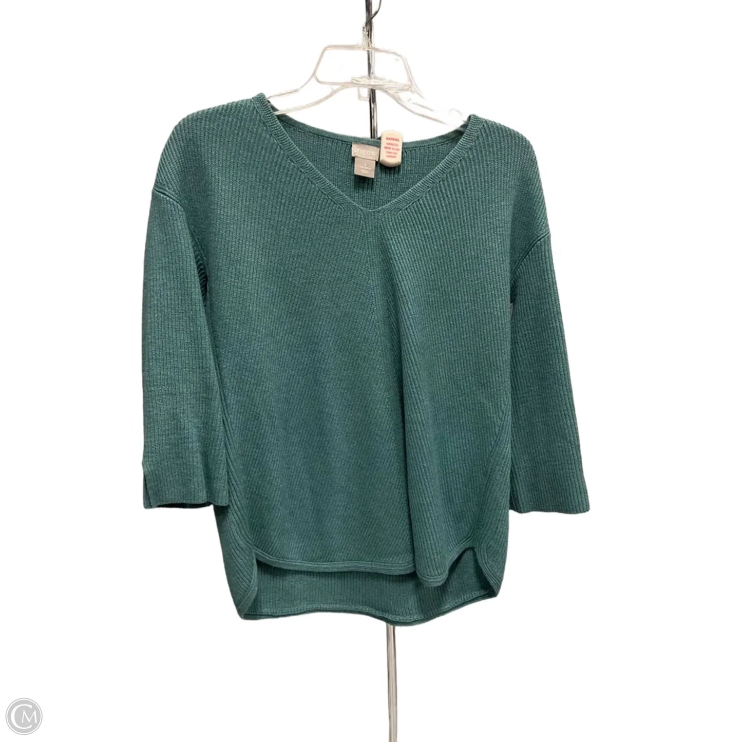 Top 3/4 Sleeve By Chicos In Green, Size: M