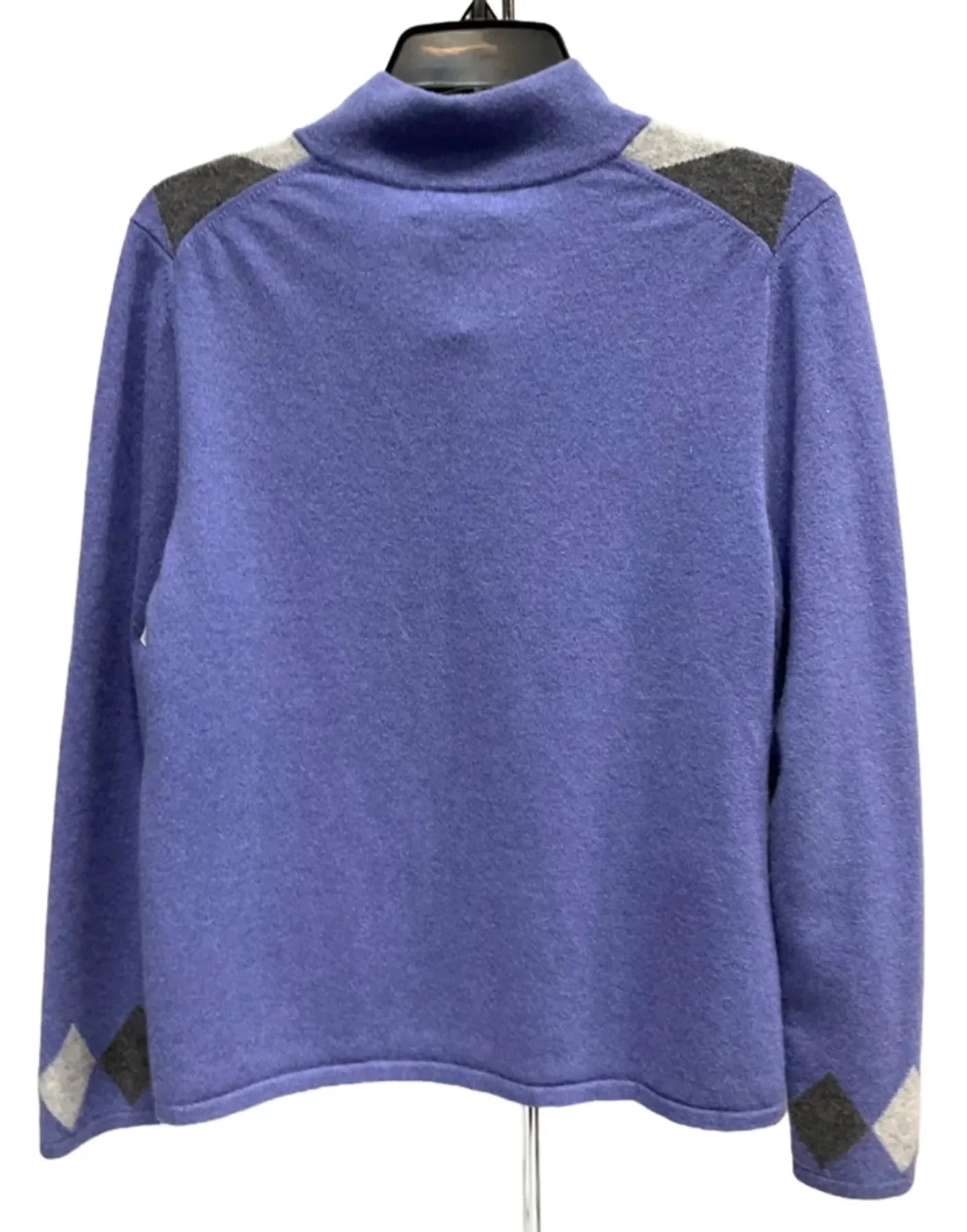 Sweater Cardigan Cashmere By Charter Club In Grey & Purple, Size: L