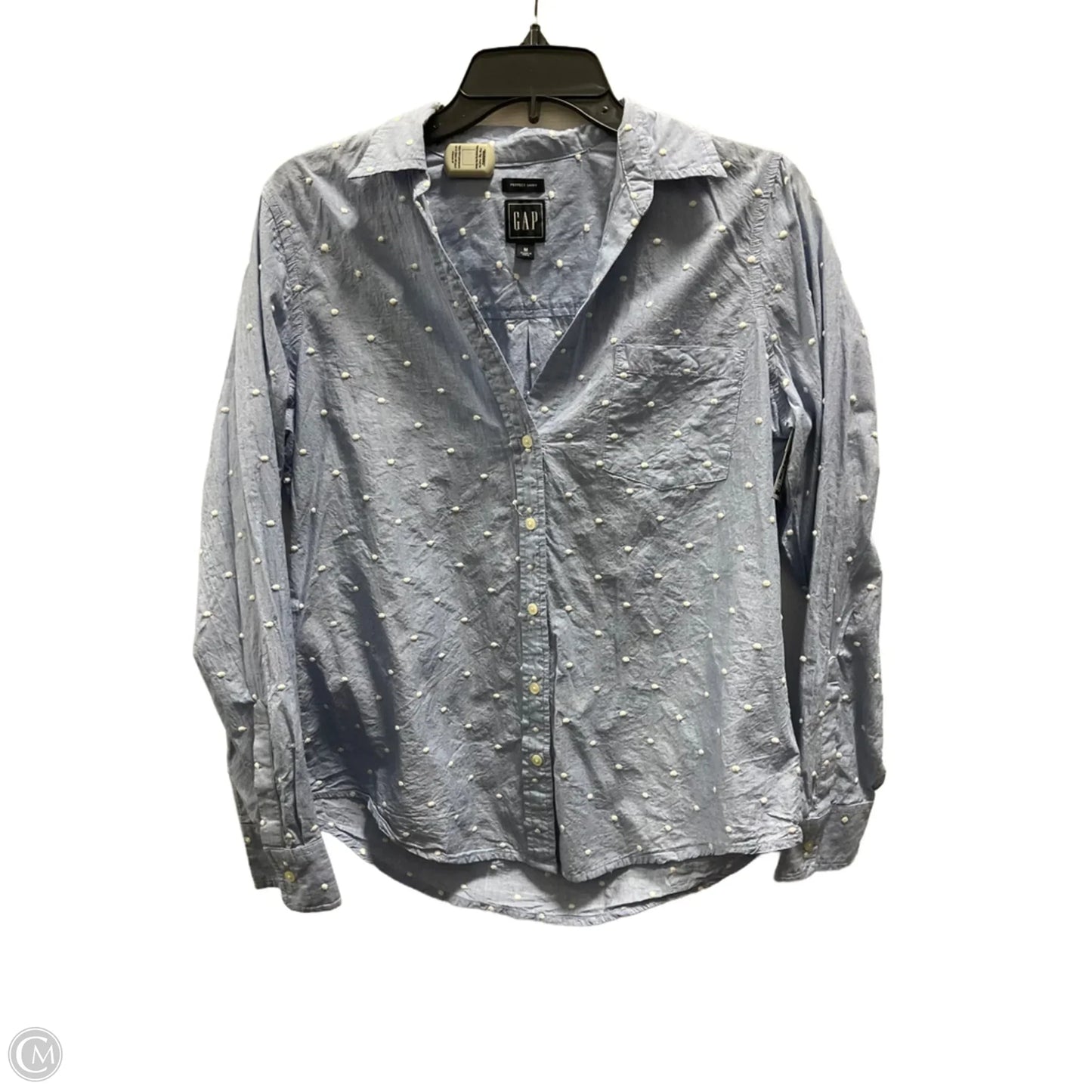 Blouse Long Sleeve By Gap In Polkadot Pattern, Size: M