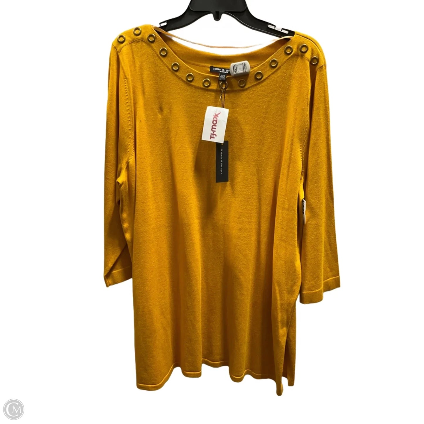 Top Long Sleeve By Cable And Gauge In Yellow, Size: 1x