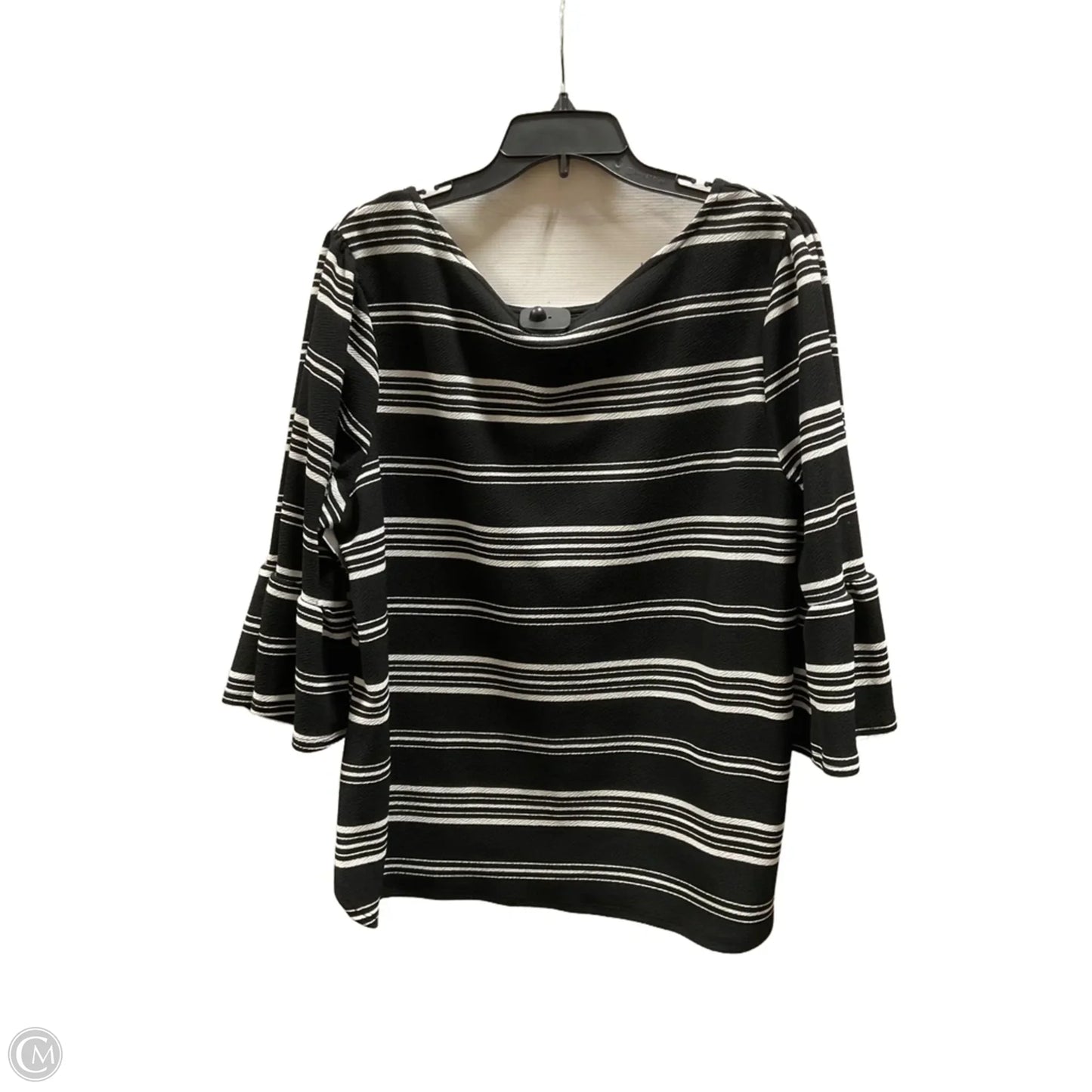 Top 3/4 Sleeve Basic By Green Envelope In Black & White, Size: 2x