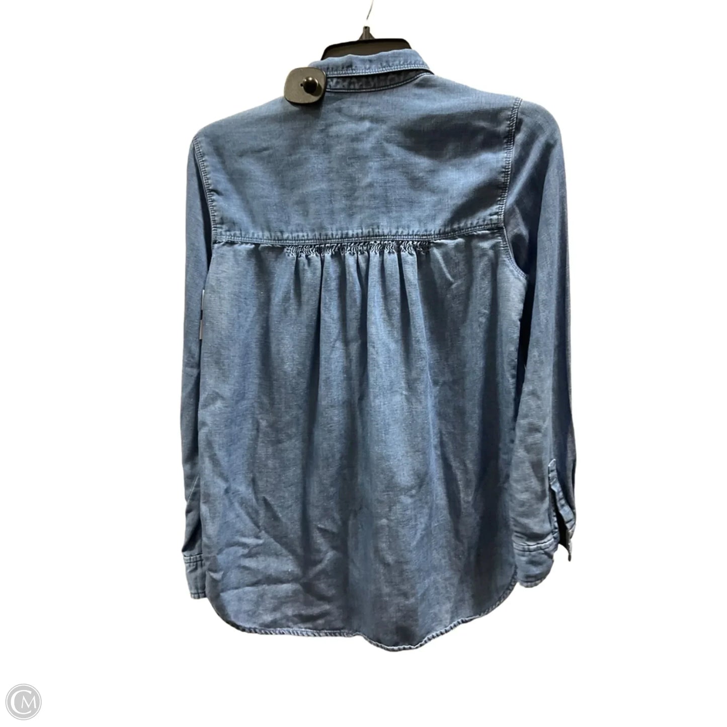 Blouse Long Sleeve By Loft In Blue Denim, Size: S