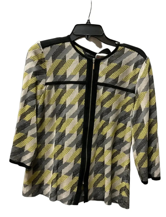 Cardigan By Ming Wang In Black & Yellow, Size: M