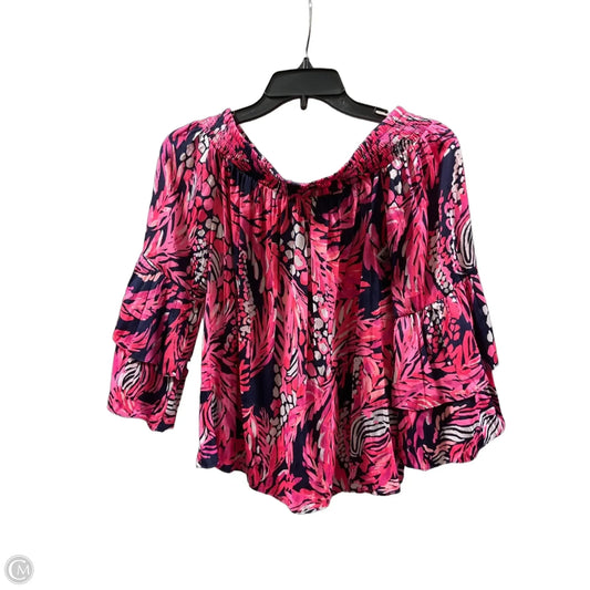Top 3/4 Sleeve Basic By Lilly Pulitzer In Blue & Pink, Size: S