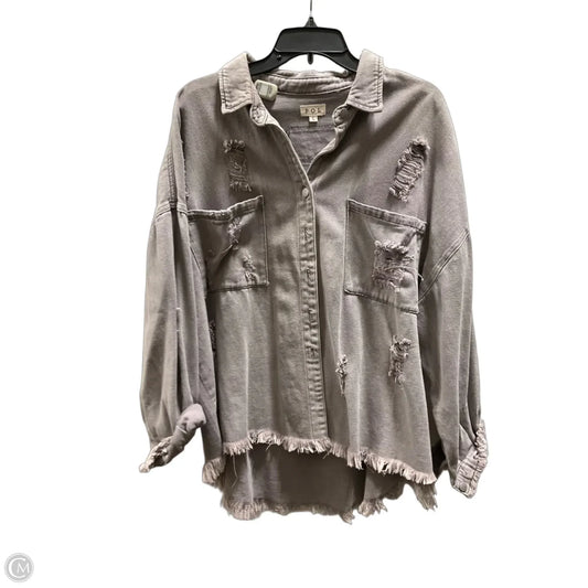 Jacket Denim By Pol In Grey, Size: L