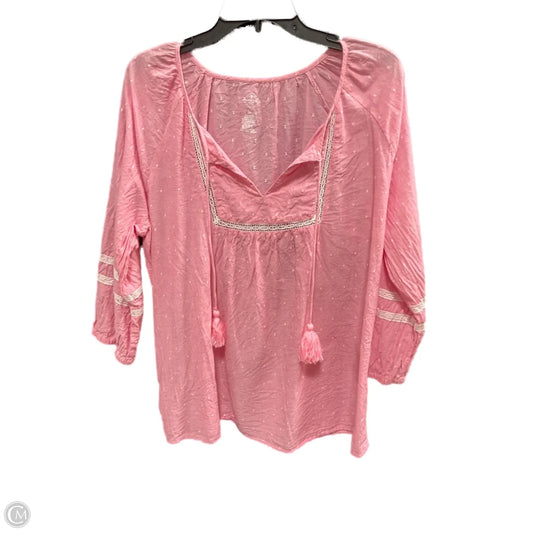 Top Long Sleeve By St Johns Bay In Pink, Size: Xl