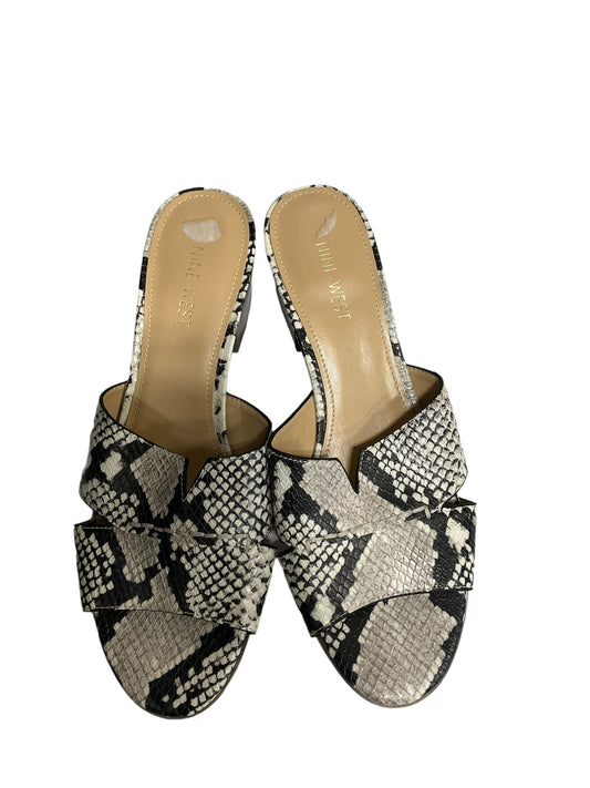 Snakeskin Print Sandals Heels Block Nine West, Size 9