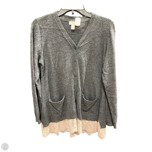 Sweater Cardigan By Logo In Grey, Size: Xs