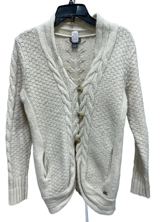 Sweater Cardigan By Eddie Bauer In Cream, Size: M