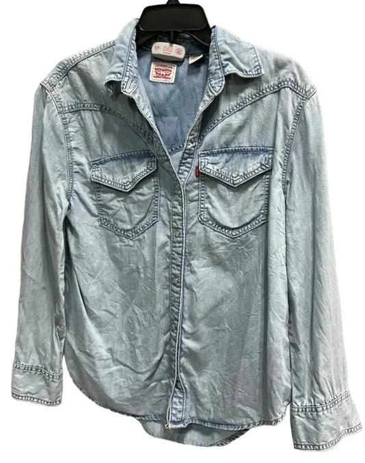 Blouse Long Sleeve By Levis In Blue, Size: S