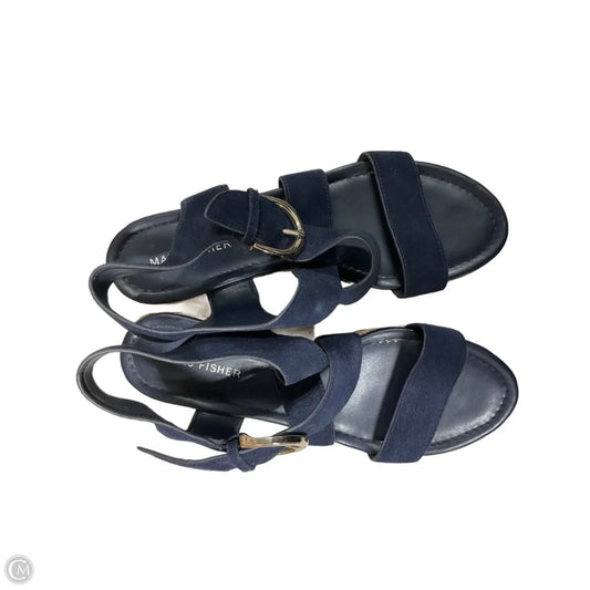 Sandals Heels Wedge By Marc Fisher In Navy, Size: 8