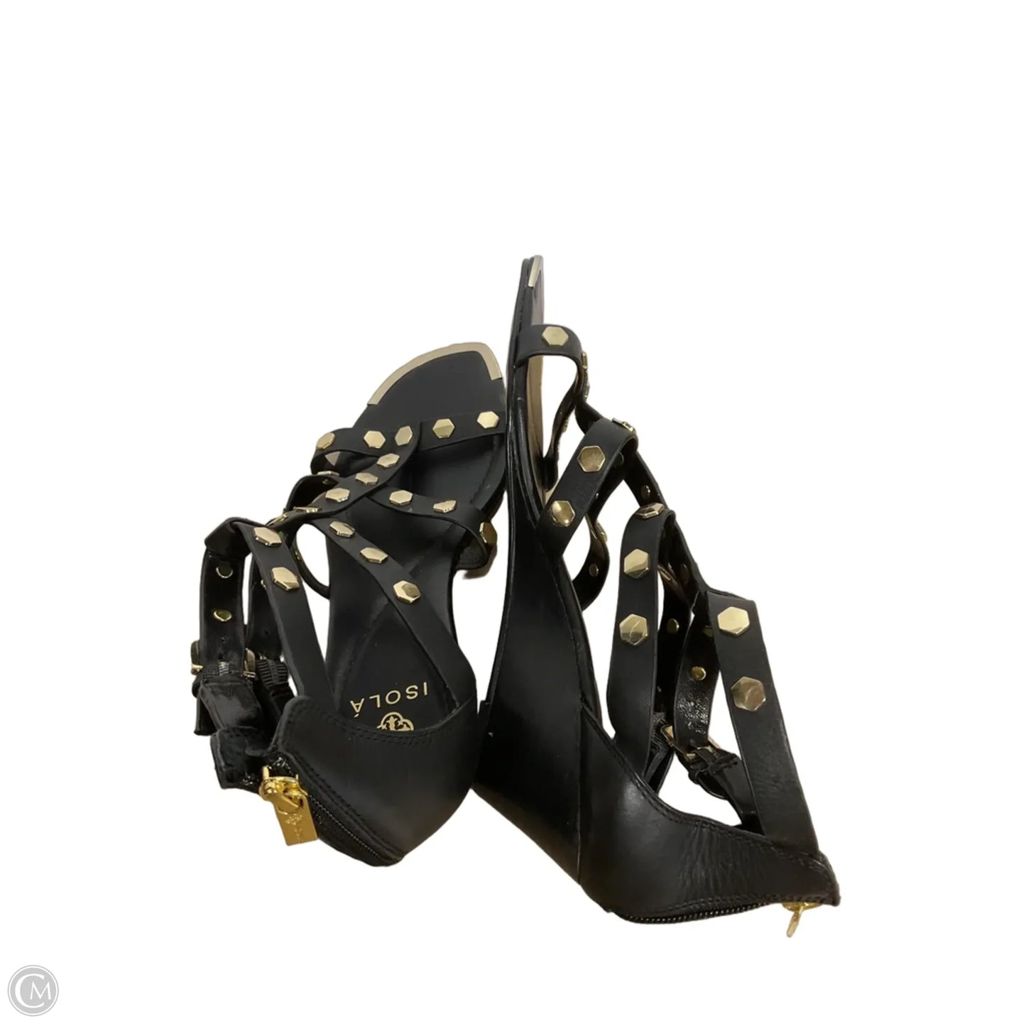 Sandals Heels Wedge By Isola In Black, Size: 8.5