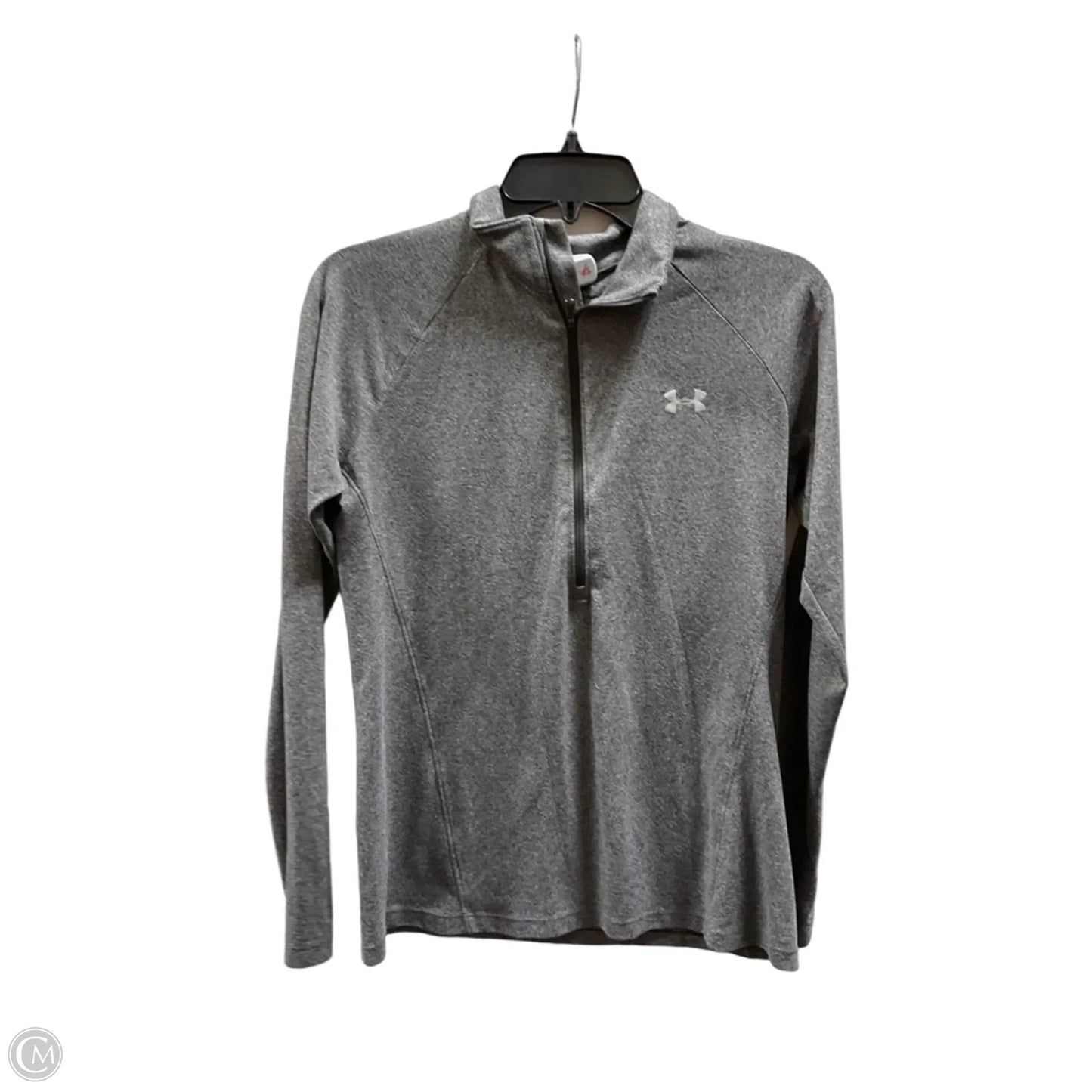 Athletic Top Long Sleeve Collar By Under Armour In Grey, Size: M