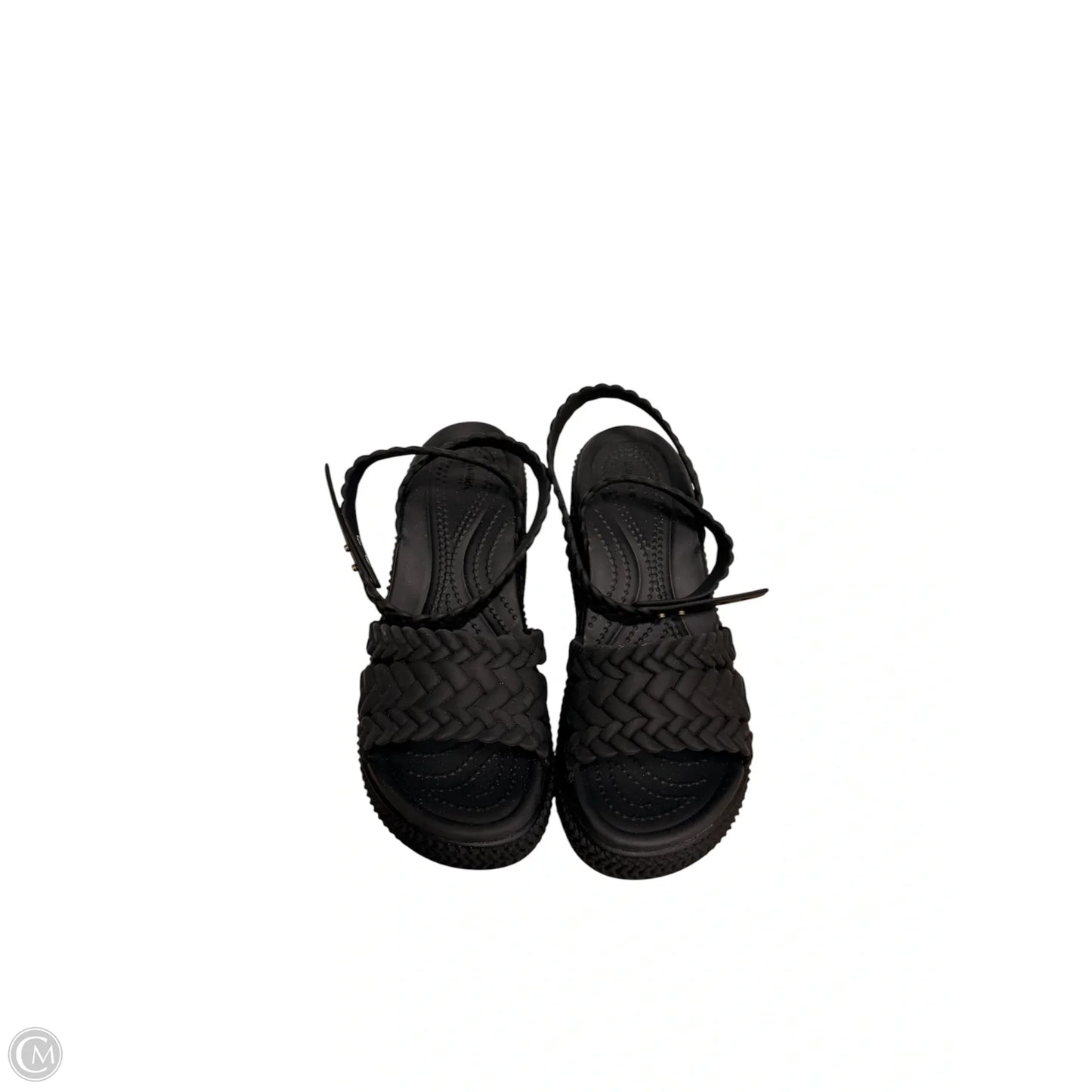 Sandals Heels Platform By Crocs In Black, Size: 7