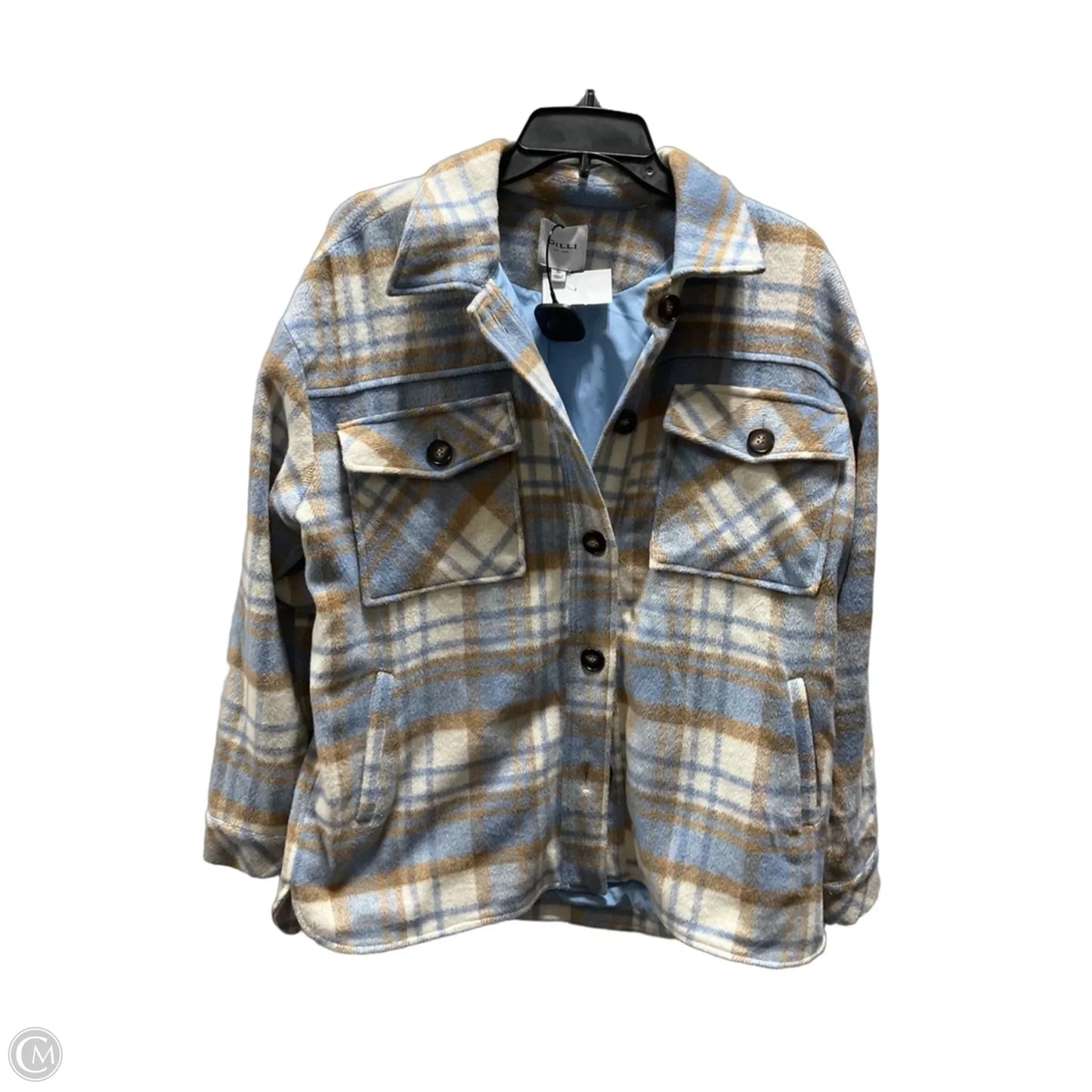 Jacket Shirt By Gilli In Plaid Pattern, Size: S