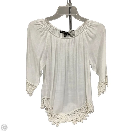 Top 3/4 Sleeve By Always Indigo In White, Size: S