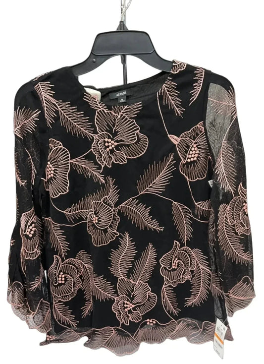 Top 3/4 Sleeve By Alfani In Black & Pink, Size: Sp