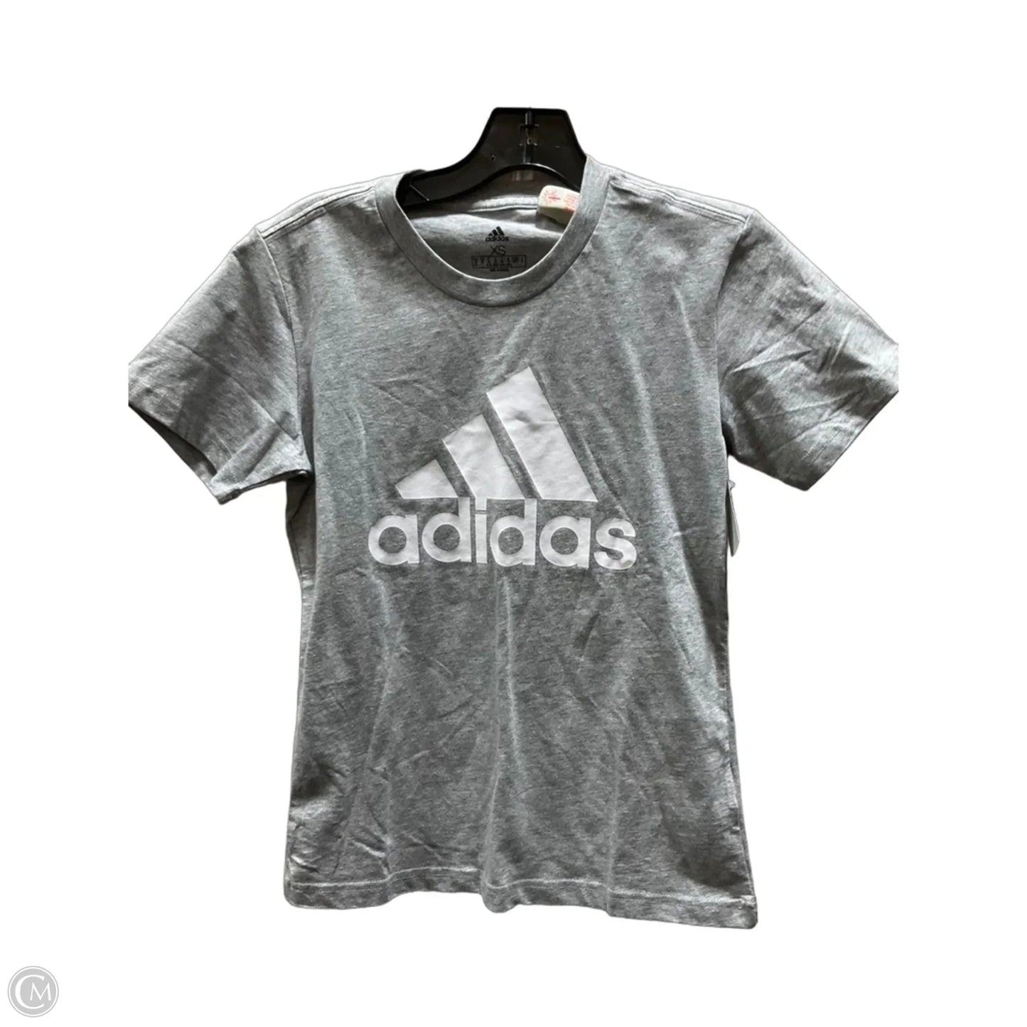 Athletic Top Short Sleeve By Adidas In Grey, Size: Xs