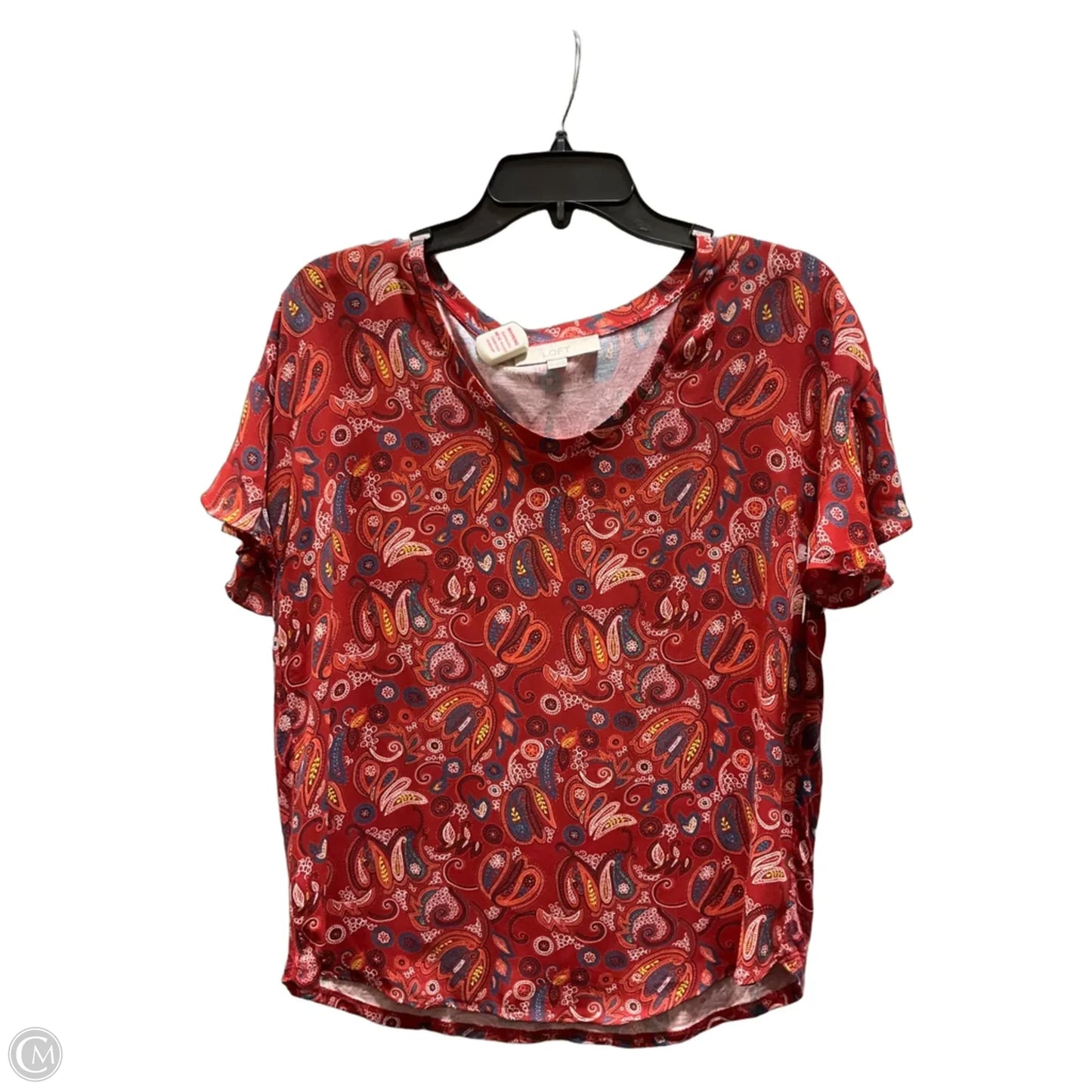 Top Short Sleeve By Loft In Paisley Print, Size: S