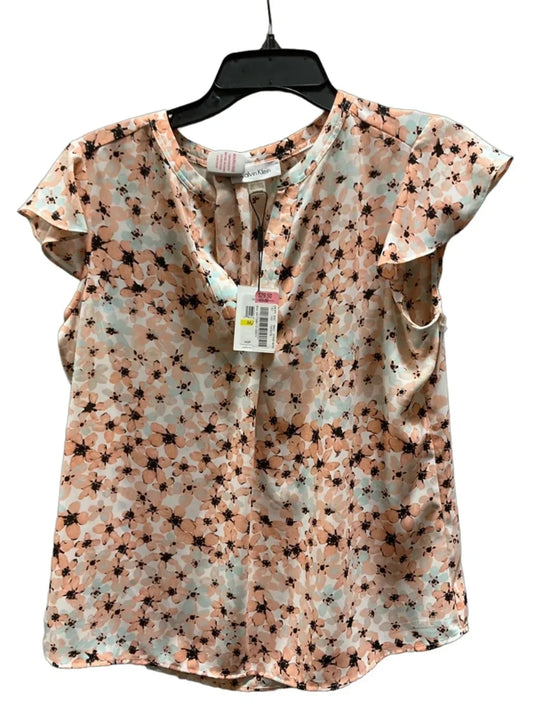 Top Short Sleeve By Calvin Klein In Peach, Size: M