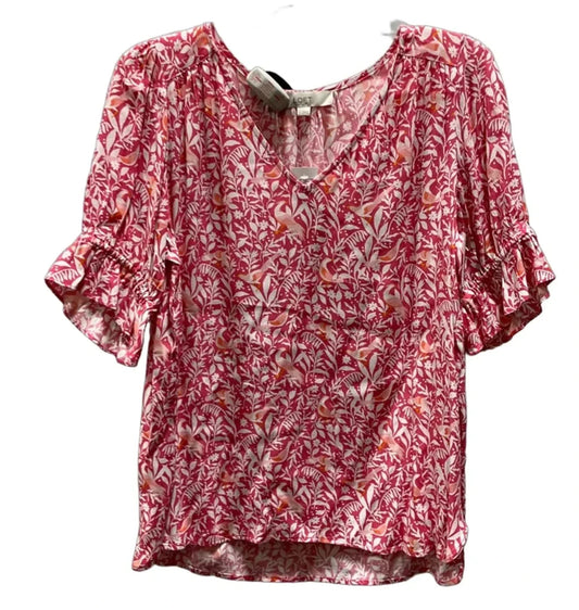 Top Short Sleeve By Loft In Pink, Size: S