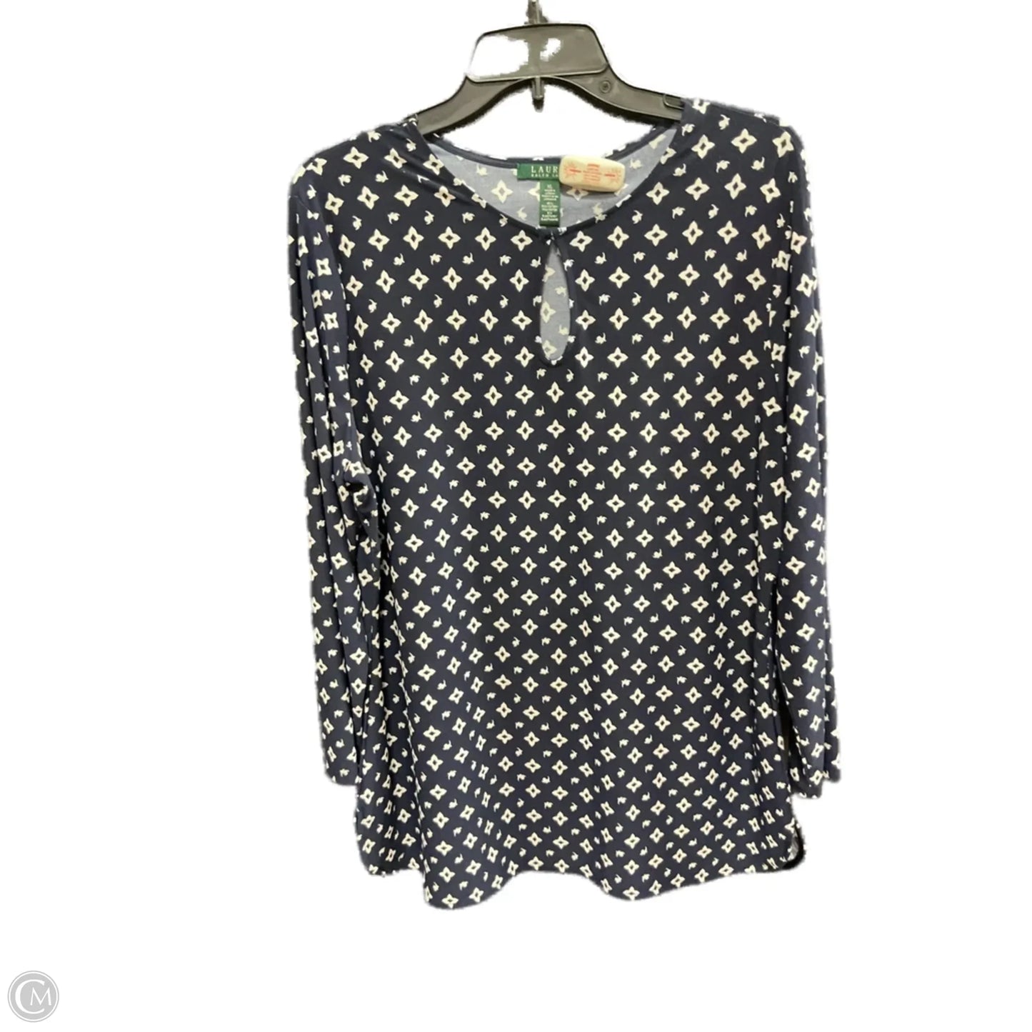 Top 3/4 Sleeve By Ralph Lauren In Blue & White, Size: Xl