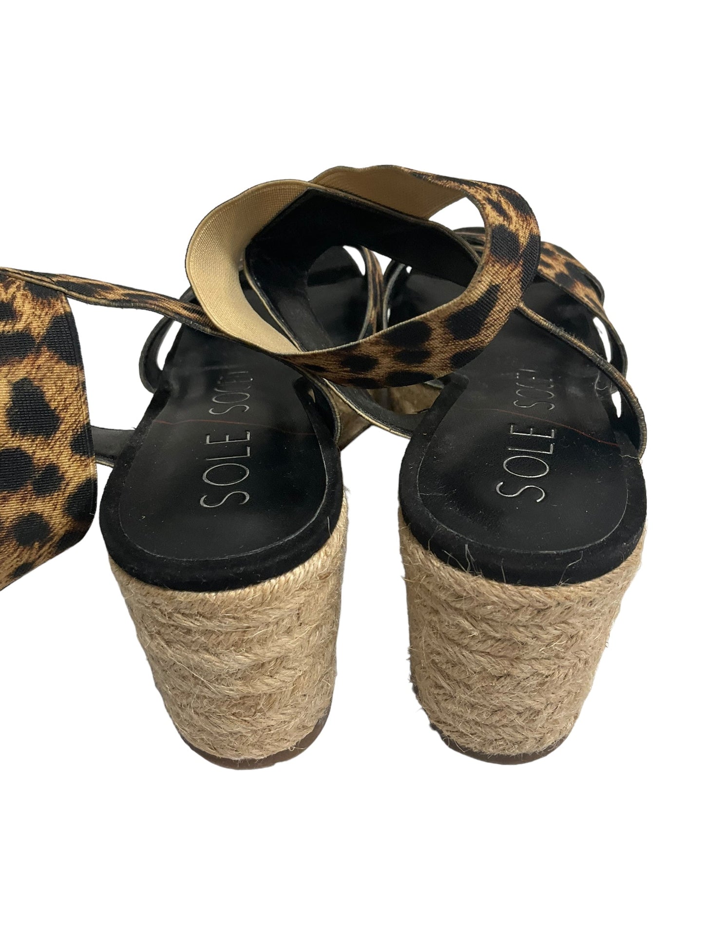 Animal Print Sandals Heels Wedge Sole Society, Size 6