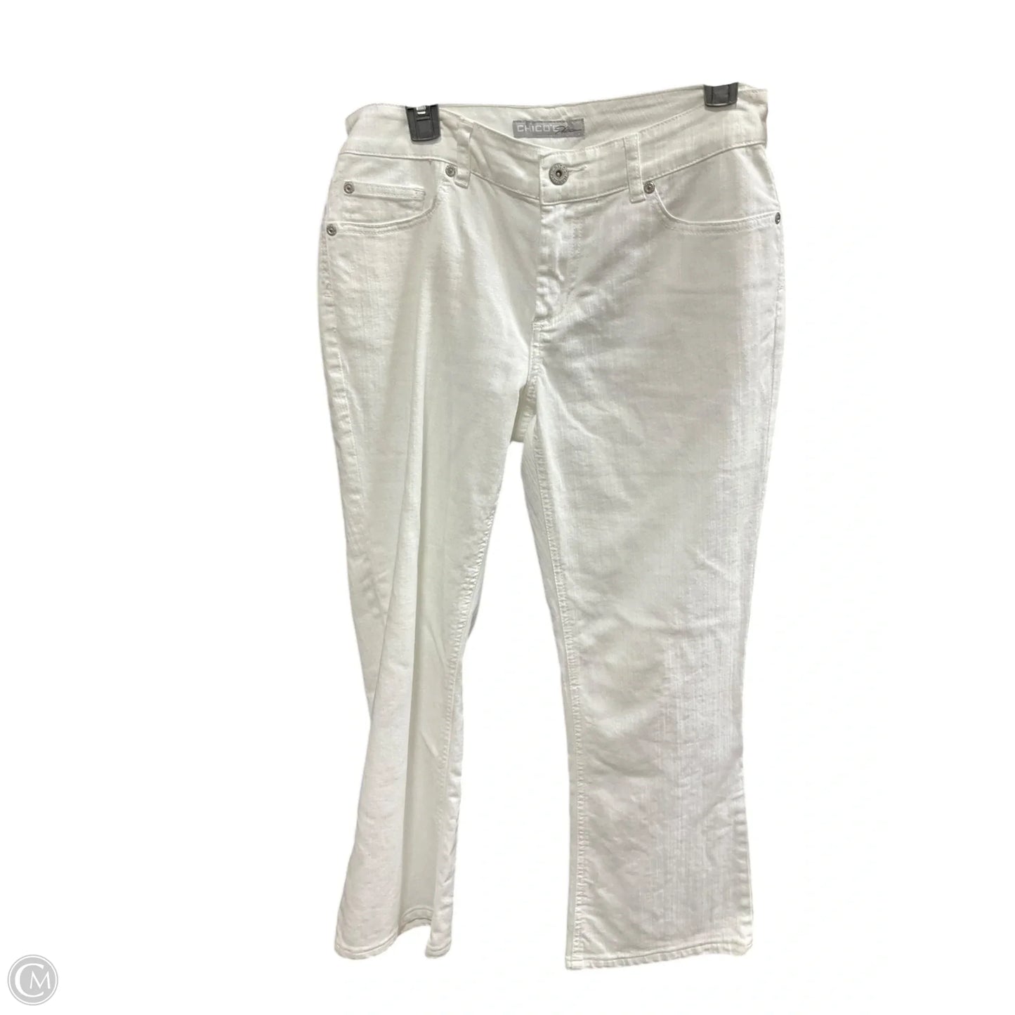 Jeans Boot Cut By Chicos In White Denim, Size: 0