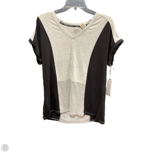 Athletic Top Short Sleeve By Calvin Klein In Black & Grey, Size: M
