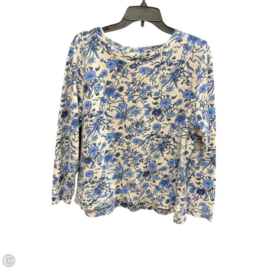 Top Long Sleeve By Talbots In Blue & White, Size: 1x