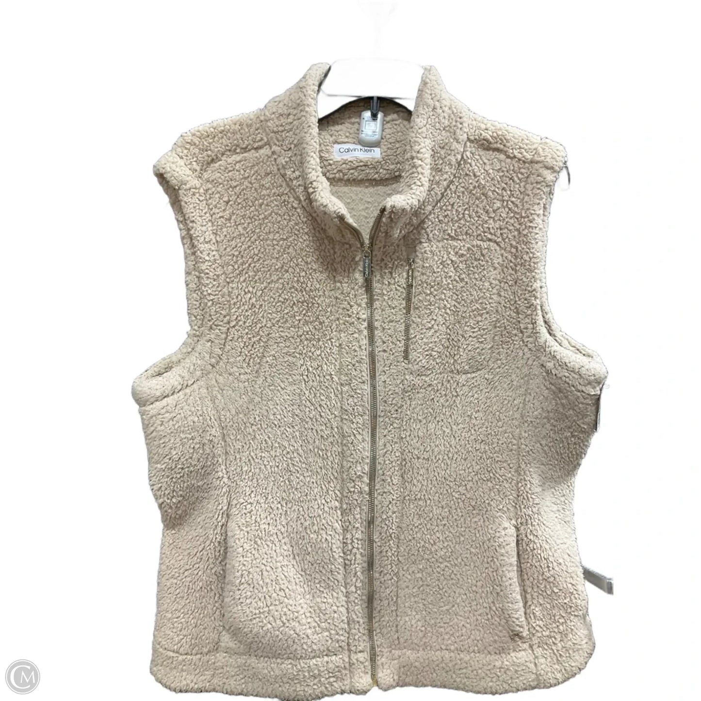 Vest Faux Fur & Sherpa By Calvin Klein In Beige, Size: Osfm