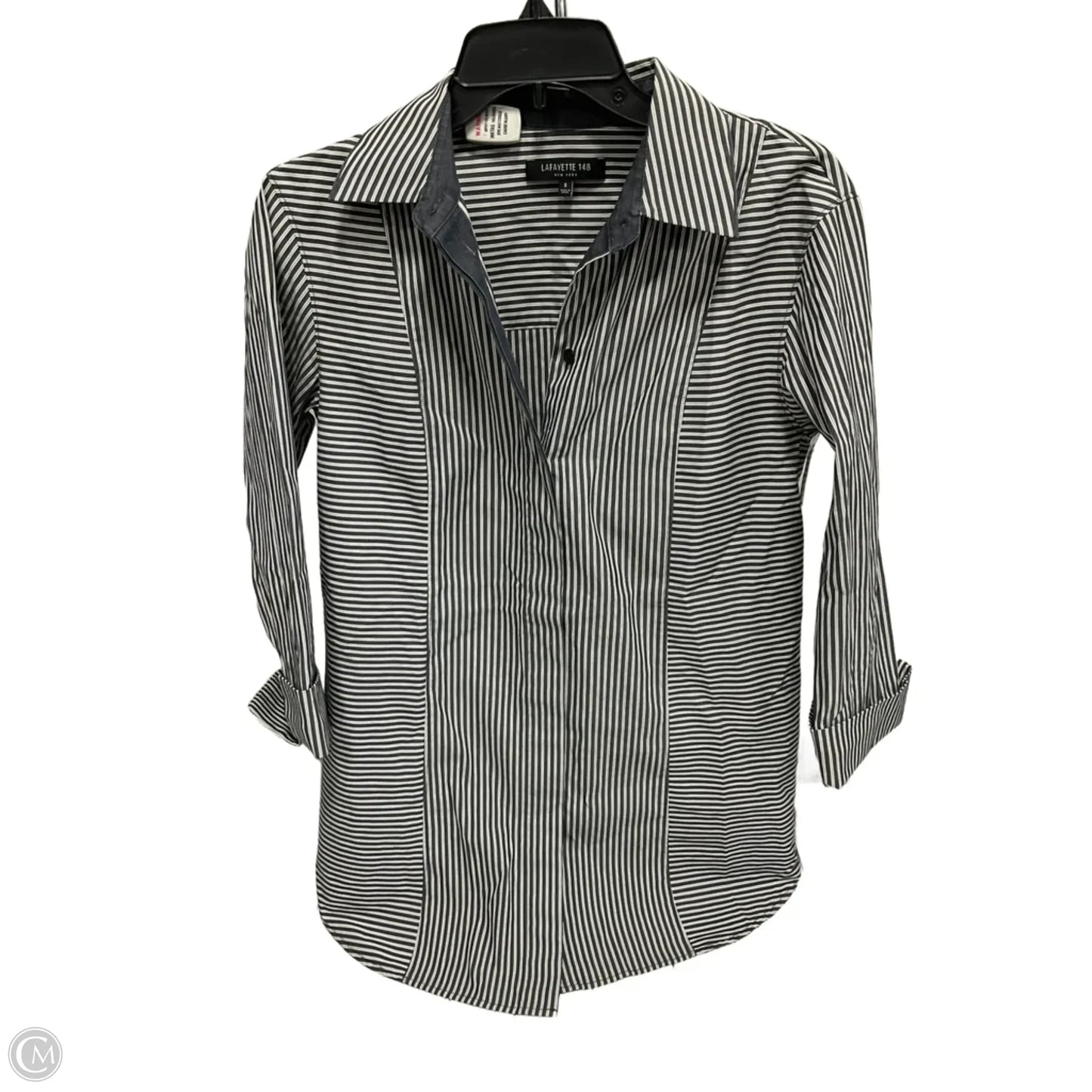 Blouse Designer By Lafayette 148 In Striped Pattern, Size: S