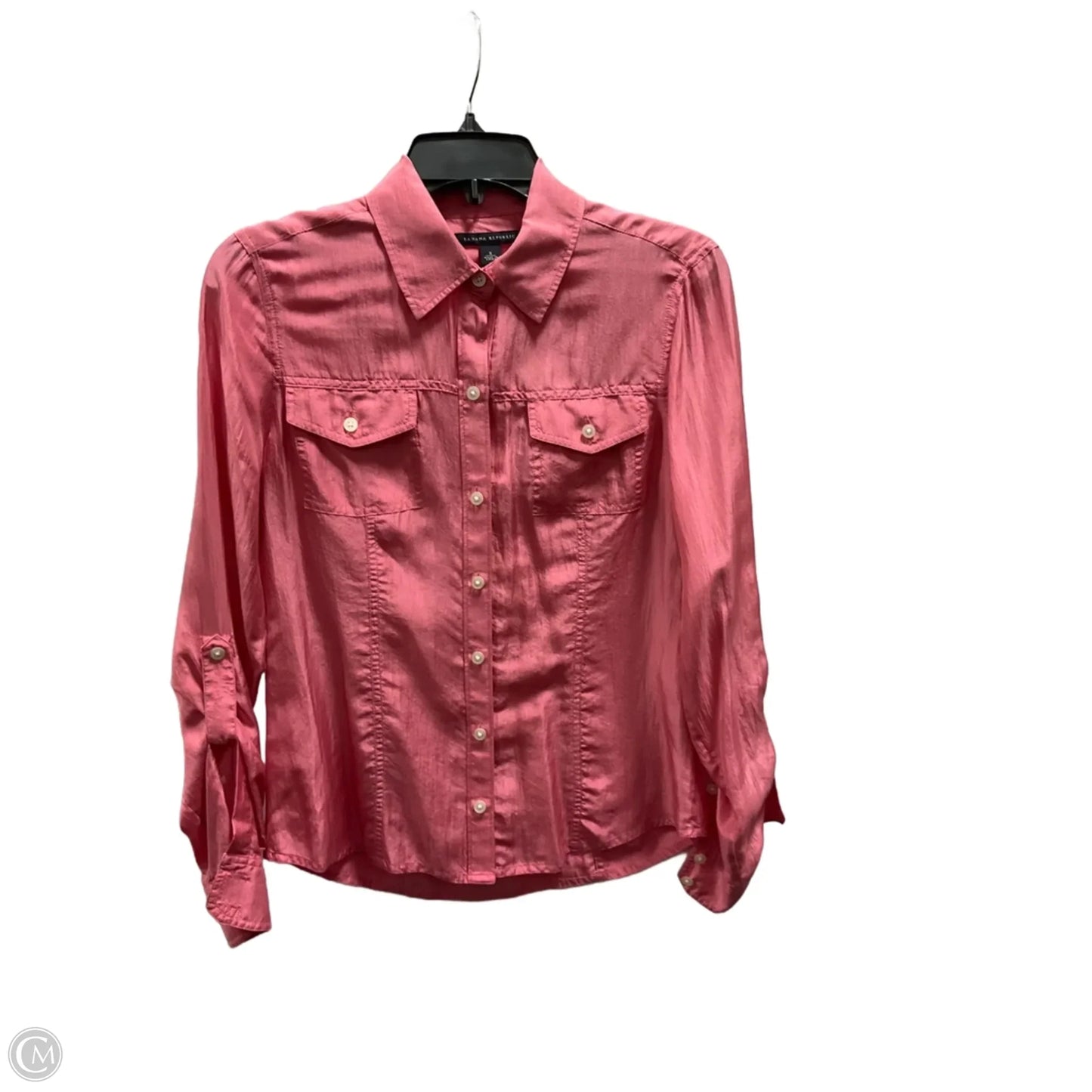 Blouse Long Sleeve By Banana Republic In Pink, Size: S