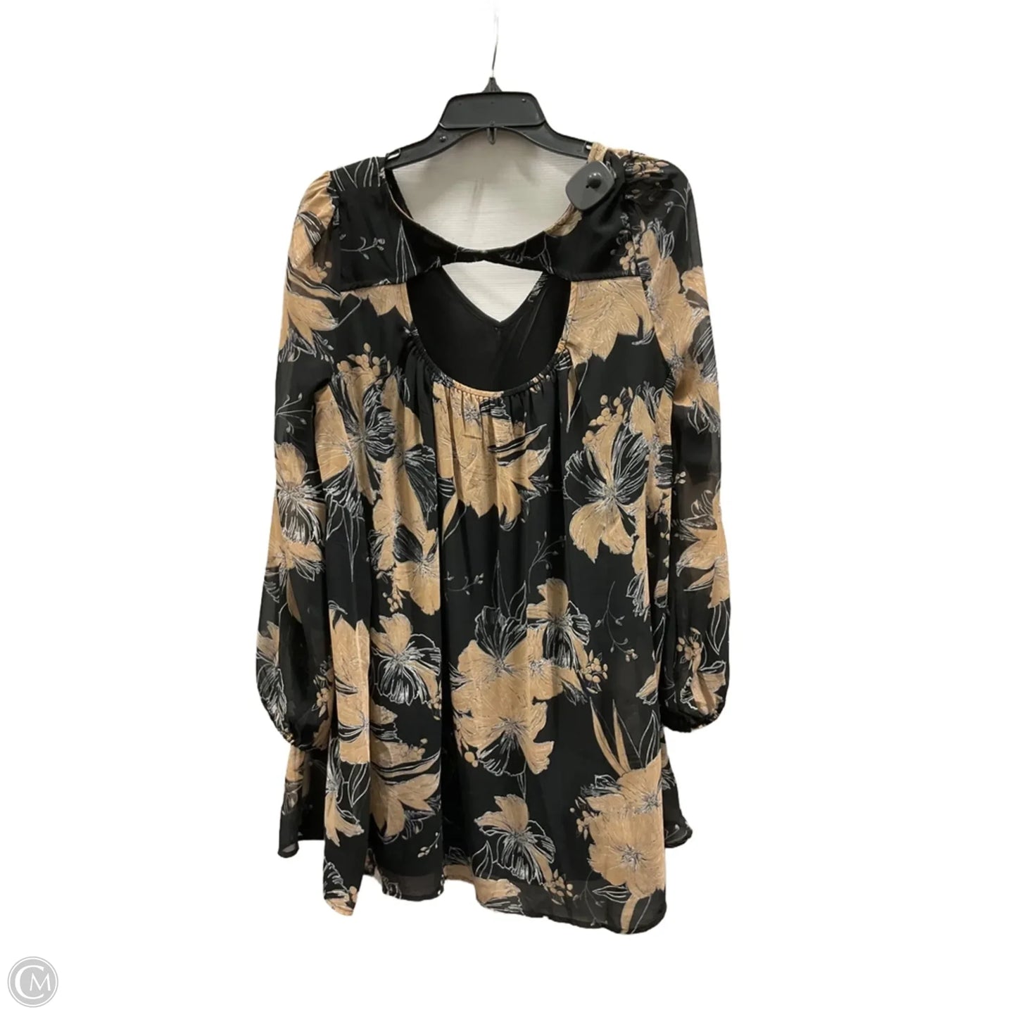 Top Long Sleeve By Entro In Black & Tan, Size: L