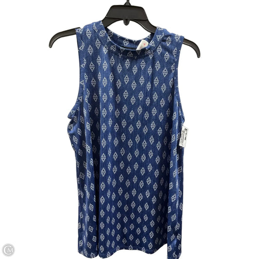 Top Sleeveless By Agb In Blue & White, Size: L
