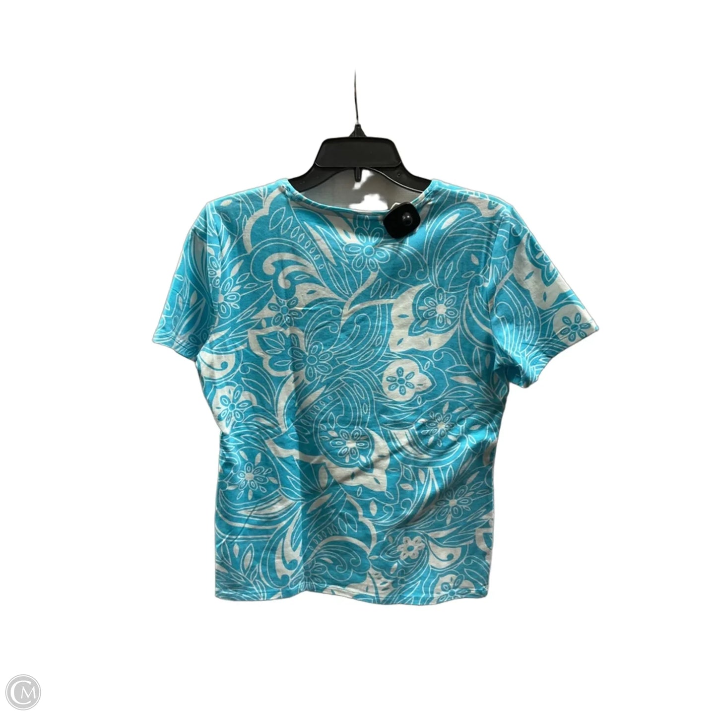 Top Short Sleeve Basic By Talbots In Blue & White, Size: M