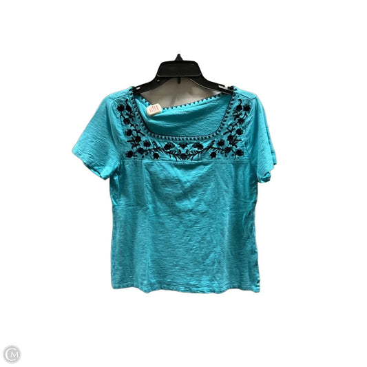 Top Short Sleeve Basic By Talbots In Black & Blue, Size: S