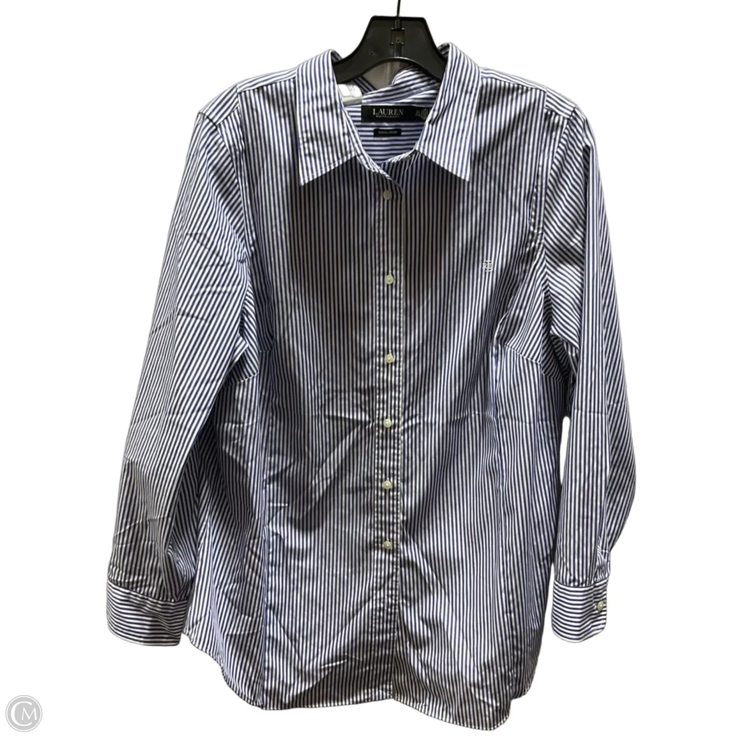 Blouse Long Sleeve By Lauren By Ralph Lauren In Striped Pattern, Size: 2x
