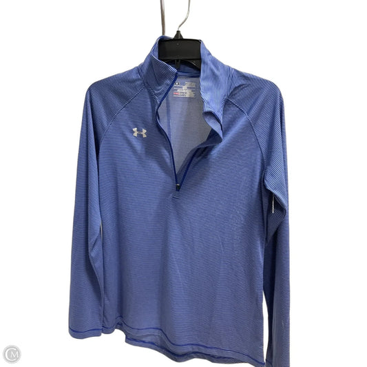 Athletic Top Long Sleeve Collar By Under Armour In Blue, Size: Xs