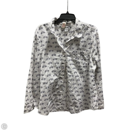 Blouse 3/4 Sleeve By Liz Claiborne In Blue & White, Size: Xl