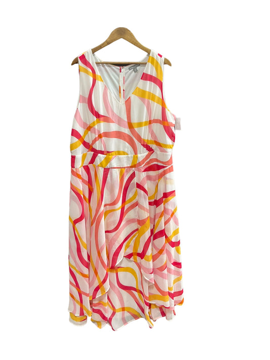 Pink & Yellow Dress Casual Maxi Jessica London, Size 3x
